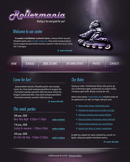 Roller Skating Website Template