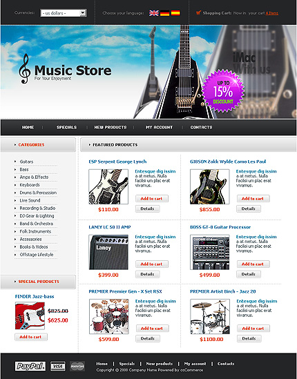 Template #21141, Oscommerce Main Page  Preview