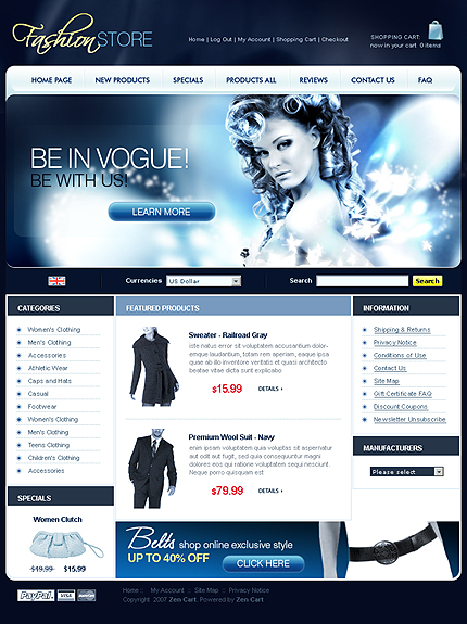 Fashion Store Zen Cart Template