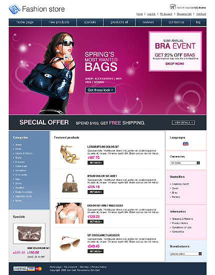 Fashion Store Zen Cart Template
