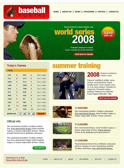 Baseball Portal Website Template