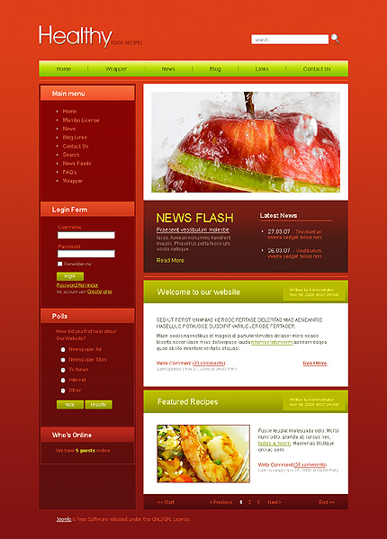 Healthy Food Recipes Joomla Template