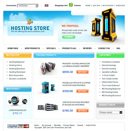 Hosting Store Zen Cart Template