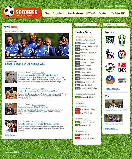 European Football Website Template
