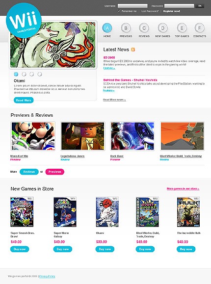 Wii Games Portal Website Template