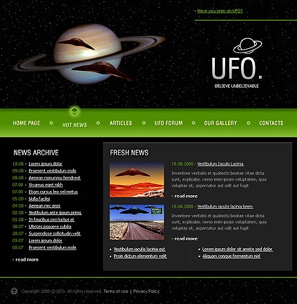 ufo&nbsp;site template