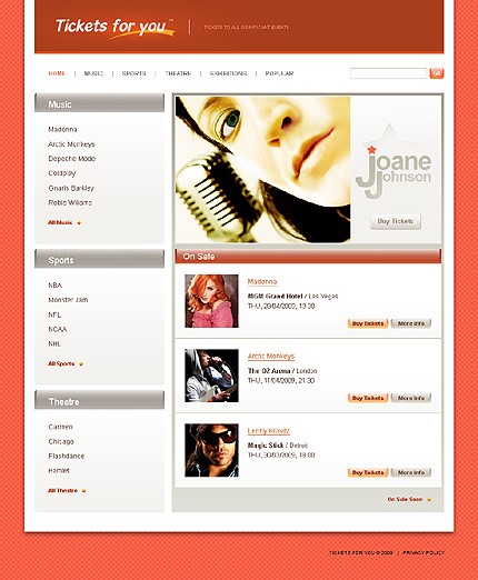 Tickets Website Template