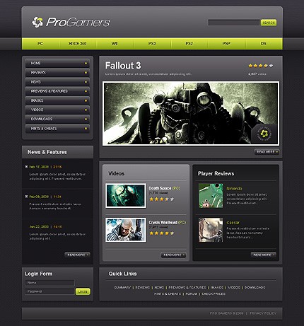 Games Website Template