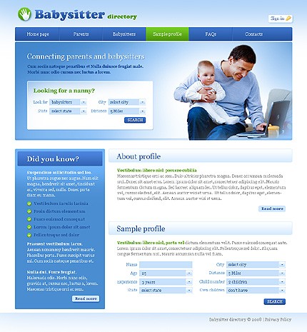 babysitter&nbsp;site template