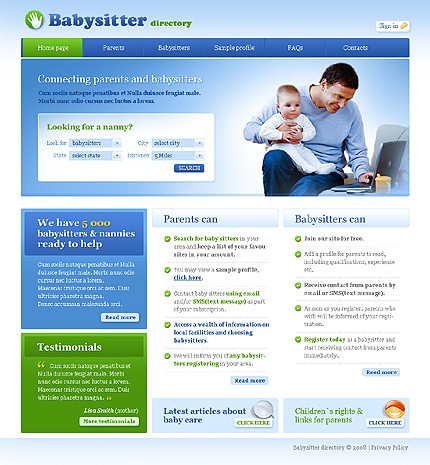 Babysitter Directory Website Template