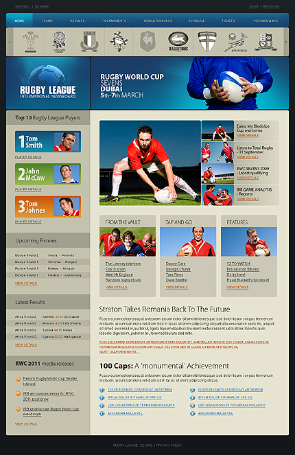 Rugby League Website Template