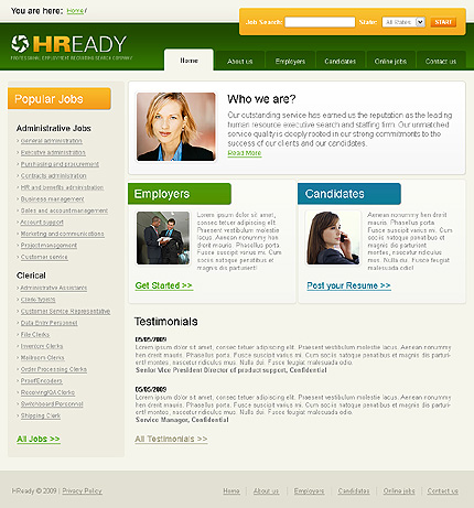 Employment Recruiting Website Template
