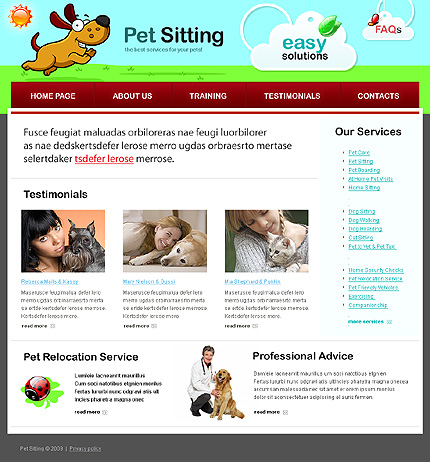 Pet Sitting Website Template