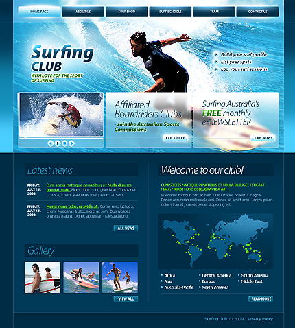 Surfing Club Website Template