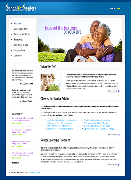 School for Seniors Website Template