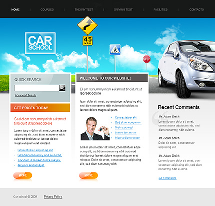Car School Website Template