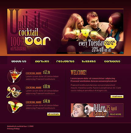 Cocktail Bar Website Template