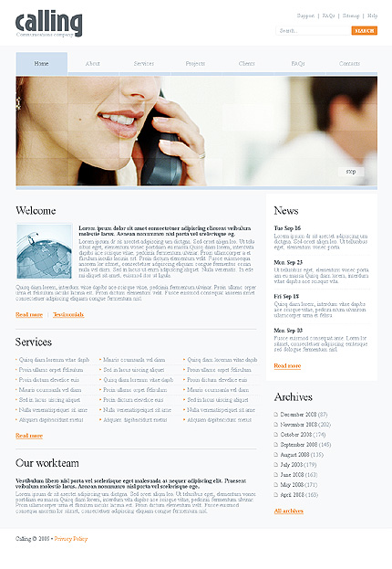 Calling Website Template