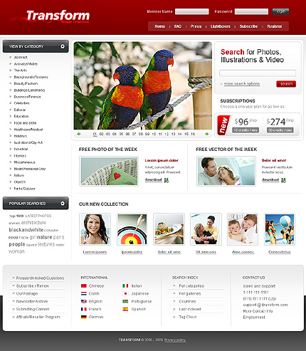 Stock Photo Website Template