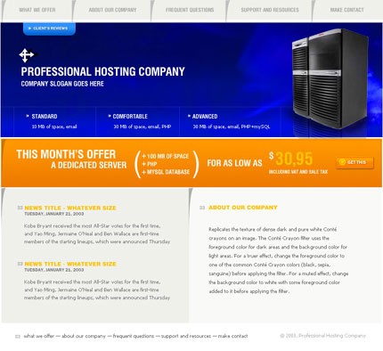hosting&nbsp;site template