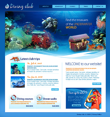 Diving Club Website Template
