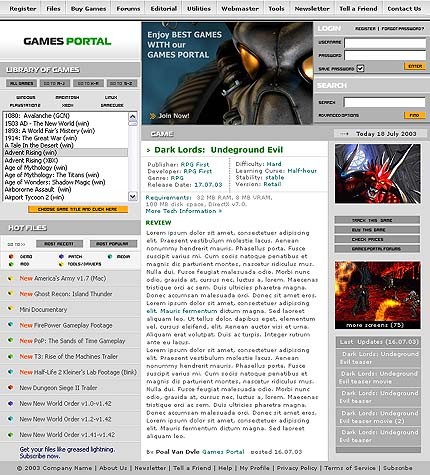 Template #2812, Photoshop Content Page Screenshot