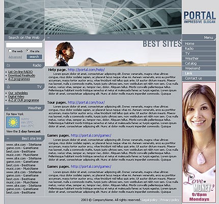 Template #2832, Photoshop Content Page Screenshot