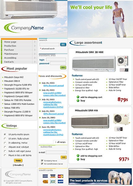 Template #3035, Photoshop Content Page Screenshot