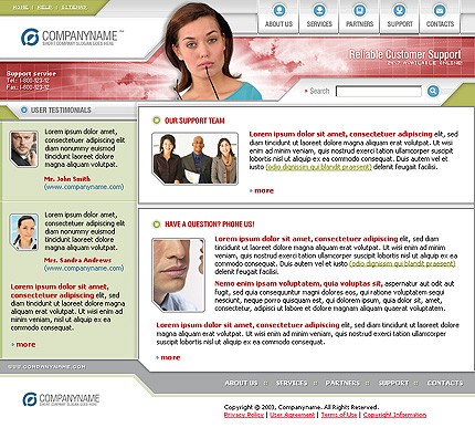 Template #3338, Photoshop Content Page Screenshot