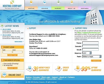 hosting&nbsp;site template