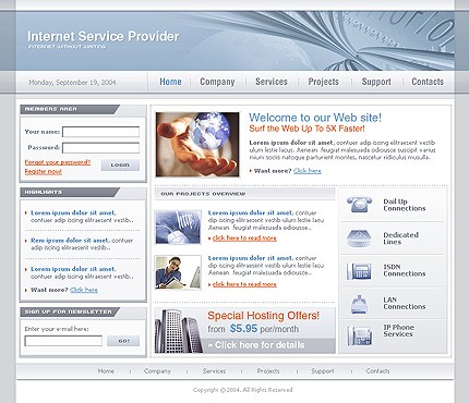 isp&nbsp;site template