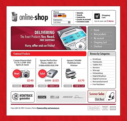 oscommerce&nbsp;site template
