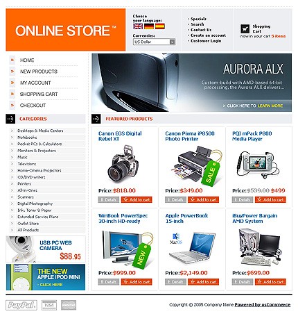 Template #8847, Oscommerce Main Page  Preview