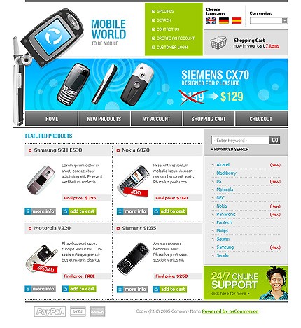 Template #9265, Oscommerce Main Page  Preview