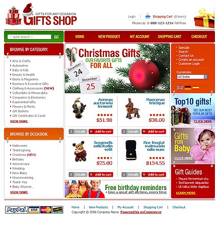 gifts&nbsp;site template