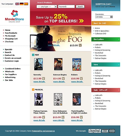 movie site template
